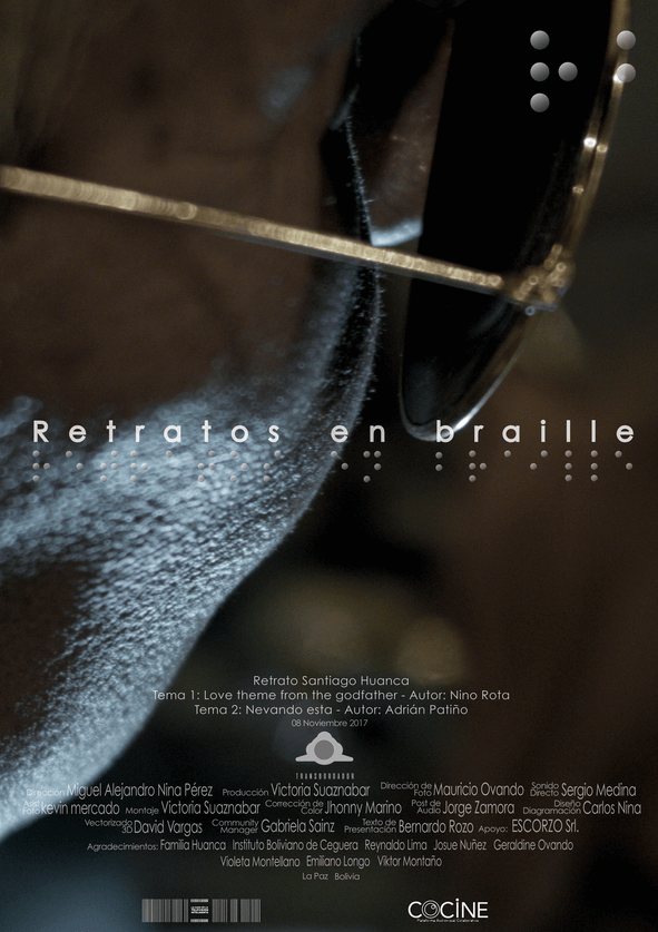 Afiche Retratos en braille – retrato Santiago Huanca